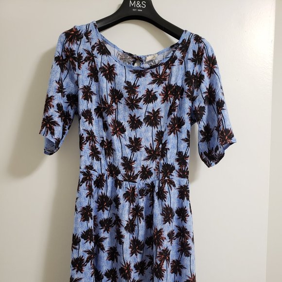Teenplo Palm tree dress in Blue size small NWOT - Picture 1 of 3
